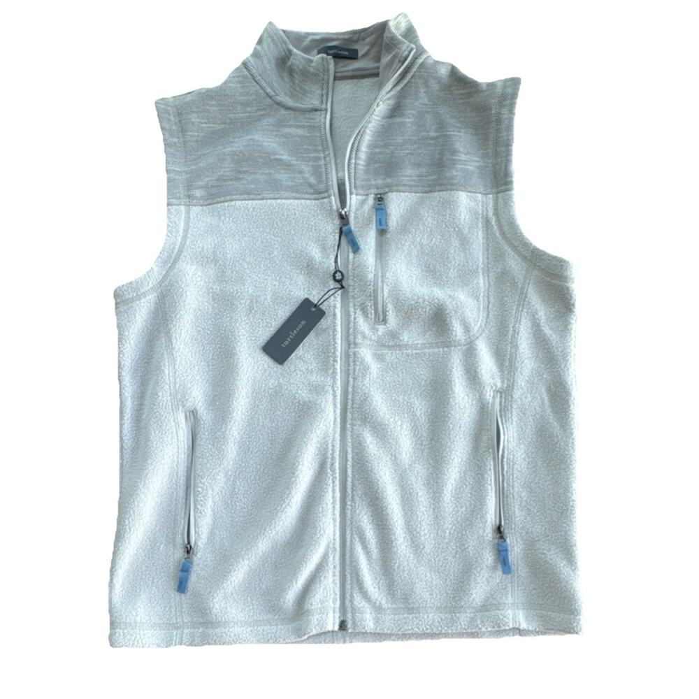 Turtleson Steele Full Zip Vest Pearl Gray M Men's Golf Lightweight Fleece NWT‎